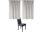Vorhang HOME BASICS "BLACKY" Gr. 2, grau, B:140cm H:175cm, Polyester, Gardinen, 2er Pack Kombibandschal BLACKY Uni