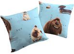 Dekokissen WIRTH "Pets" Gr. 2, blau (blau, gemustert), B:50cm L:50cm, Polyester, Dekokissen_Sitzkissen_Kissenhüllen, Universal Pictures, Kissenhülle ohne Füllung, 2 Stück