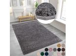 Hochflor-Teppich MY HOME "Viva" Gr. 8, grau (stone), B:280cm H:45mm L:390cm, Kunstfaser, Teppiche, Uni Farben, einfarbig, besonders weich und kuschelig, Kundenliebling