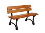 Gartenbank MCW-O20, Sitzbank Parkbank Holzbank 2-Sitzer, Gusseisen Holz Kiefer, 125cm ~ teak