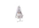 Baby Wiege Kinder Bett Stubenwagen Beistellbett + 9 tlg. Zubehör Weiß / Beige