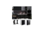 Vicco Unterschrank Fame-Line Weiß Schwarz gestreift 60 cm mit Arbeitsplatte Marmor-Weiß