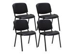 TPFLiving 4er Set Besucherstuhl Keen Kunstleder mit Gestell Schwarz / Bezug Creme