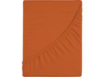 Spannbettlaken BELLANA "bellana premiumstretch", orange (papaya), 1 Stk., Jersey-Elasthan, 140-160x200-220 18-35cm, Jersey-Elasthan, Obermaterial: 95% Baumwolle, 5% Elasthan, Bettlaken, Spannbettlaken, super elastisch
