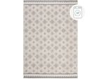Teppich FLAIR RUGS "Graysen", grau, B:78cm H:4mm L:150cm, Kunstfaser, Teppiche, Teppich, Waschbarer Geometrischer Teppich