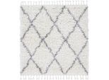 Hochflor-Teppich CARPETFINE "Eddy", weiß, B:150cm H:30mm L:150cm, Polyester, Teppiche, Fransenteppich, Shaggy, auch als Läufer und in quadratisch, mit Fransen, Wohnzimmer