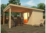 Gartenhaus WEKA "Loungehaus Gr.1", beige (naturbelassen), Fußboden im Gartenhaus, ohne Dacheindeckung, Massivholz, Gartenhäuser, Gartenhaus