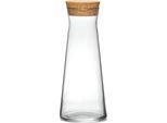 Karaffe VAN WELL "Glas-Karaffe mit Korkdeckel "Eco", 1,0 Liter", beige (transparent, natur), H:25,5cm Ø:10,5cm, Glas, Karaffen, Karaffe, ideal für Wasser, Saft oder Limonade