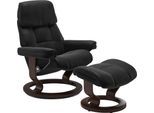 Relaxsessel STRESSLESS "Ruby", schwarz (schwarz paloma), B:88cm H:99cm T:77cm, Leder BATICK: BATICK ist ein leicht korrigiertes, durchgefärbtes und genarbtes Möbelleder, bei dem die meisten Unebenheiten und Spuren in der Regel entfernt wurden.;Leder PALOMA: PALOMA ist ein durchgefärbtes Semianilin-Möbelleder mit natürlicher Narbung., Sessel, Relaxsessel, mit Classic Base, Größe L, Gestell Eiche, W