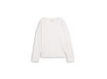TOM TAILOR Damen Loose Fit Langarmshirt mit Rippstruktur, weiß, Uni, Gr. M