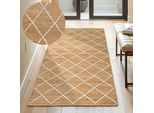 Teppich HANSE HOME "Kunu Juteteppich", braun (natur gold weiß), B:80cm H:10mm L:200cm, Jute, Teppiche, Teppich, Naturfasern, Jute mit Baumwolle, Wohnzimmer, Diele, Flur, Boho, Skandi