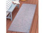 Outdoorteppich CARPET CITY "PALM 2778", blau (blau, pink), B:80cm H:5mm L:150cm, Polypropylen, Teppiche, Outdoorteppich, Läufer, Wetterfest & UV-beständig, für Balkon, Terrasse, Küche, flach