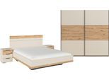 Schlafzimmer-Set RAUCH "Komplettschlafzimmer Schlafzimmer Schlafzimmermöbel SAJO", beige (champagner, eiche artisan), Ohne Spiegel + ohne Matratze, B/H: 180cm x 200cm, Ohne Spiegel, Holzwerkstoff, Schlafzimmermöbel-Sets, optional mit Spiegel am Kleiderschrank MADE IN GERMANY