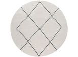 Teppich PACO HOME "Haral 787", weiß, H:9mm Ø:160cm, Polyester, Polypropylen, Teppiche, Teppich, Kurzflor, Scandi Design, Rauten Motiv