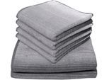 Handtuch Set DYCKHOFF "mit Farbverlauf", grau, 6 Stk., Walkfrottee, Walkfrottee, Obermaterial: 100% Baumwolle, Handtuch-Sets, mit Farbverlauf;4 Handtücher (50x100cm), 2 Duschtücher (70x140cm)