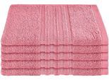 Gästehandtücher SCHIESSER "Milano aus 100% Baumwolle mit eleganter Bordüre in Hoch-Tief-Optik", rosa (malve), B:30cm L:50cm, Frottier, Frottier, Handtücher, Made in Green