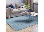 Wollteppich "Isra", blau, B:150cm H:1,5mm L:80cm, Wolle, MYFLAIR MÖBEL & ACCESSOIRES, Teppiche, Kurzflor, Handweb Teppich, meliert, reine Wolle, handgewebt