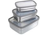 Lunchbox MAXIMEX "Edelstahl", silber (silberfarben), B:13,5cm H:4cm, Lebensmittelaufbewahrungsbehälter, Lunchbox, Brotdosen in 3 Größen, luftdichte Deckel, spülmaschinengeeignet