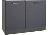 Spülenschrank KOCHSTATION "KS-Milan", grau (anthrazit), B:110cm H:82cm T:60cm, Holzwerkstoff, Schränke, Spülenschrank, Spülzentrum 110 cm, matte oder hochglänzende Fronten