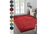 Hochflor-Teppich "My Shaggy", rot (weinrot), B:60cm H:37mm L:90cm, Polypropylen (PP), MYFLAIR MÖBEL & ACCESSOIRES, Teppiche, Shaggy, Uni-Farben, leicht glänzend, Microfaser, extra flauschig