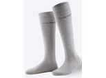 Kniestrümpfe WÄSCHEPUR, Damen, Gr. 2, grau (hellgrau), 78% Baumwolle, 20% Polyamid, 2% Elasthan, Socken Kniestrümpfe