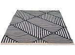 Teppich TOM TAILOR HOME "Criss Cross" Gr. 3, schwarz-weiß (weiß, schwarz), B:140cm H:5mm L:200cm, Baumwolle, Wolle, Teppiche, Teppich, handgewebt, mit Fransen, Boho-Style