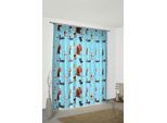 Vorhang WIRTH "Pets" Gr. 1, blau, B:142cm H:145cm, Satin, Polyester, Gardinen, Universal Pictures
