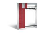 C+P Offene Garderobe Serie 8070, H1950xB1410xT480mm, Front Rubinrot, Korpus Lichtgrau (80720-00) ; C + P Möbelsysteme (80720-00|S10004)