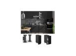 Vicco Apothekerunterschrank Fame-Line Anthrazit Schwarz gestreift 30 cm mit Arbeitsplatte Eiche