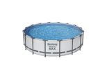Bestway® Steel Pro MAX™ Frame Pool Komplett-Set mit Filterpumpe Ø 488 x 122 cm , lichtgrau, rund