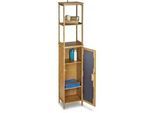 Relaxdays Badregal , Hellbraun , Holz , 33.5x170x28 cm , Badezimmer, Badezimmerregale, Badregale