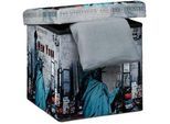 Relaxdays Sitzhocker , Multicolor , Holzwerkstoff, Kunststoff, Textil , 38x38x38 cm , Wohnzimmer, Hocker, Sitzhocker