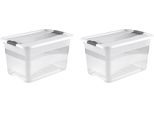 Organizer KEEEPER "cornelia", transparent, B:39,5cm H:34cm T:59,5cm, Kunststoff, Aufbewahrungsboxen, Aufbewahrungsbox, 52 L, mit Deckel und Schiebeverschluss, Kunststoff