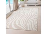 Teppich OTTO HOME "Liaa in Wellen Design, softer Kurzflor", beige (beige, creme), B:190cm H:7mm L:280cm, Kunstfaser, Teppiche, Teppich, 3D-Optik, Scandi-Look, Wohnzimmer, Esszimmer, Schlafzimmer