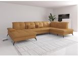 Wohnlandschaft SIT & MORE "Amica, U-Form, inkl. Sitztiefenverstellung und Armteilverstellung", gelb (curry), B:357cm H:90cm T:231cm, Sofas, Wohnlandschaft, wahlweise mit Kopfteilverstellung, Bettfunktion und Bettkasten
