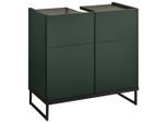 Mid.you Waschbeckenunterschrank , Grün, Schwarz , Holzwerkstoff , 60x59.4x31 cm , stehend , Badezimmer, Badezimmerschränke, Waschbeckenunterschränke