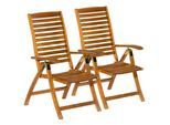 Gartenstuhl MERXX "Paraiba", braun (braun, holzoptik), B:70cm H:113cm T:62cm, Massivholz, Stühle, Gartenstuhl, 2er Set, Akazienholz, verstellbar