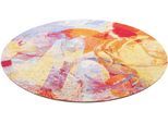 Teppich SANSIBAR "Keitum 013", bunt (multicolor), H:3mm Ø:100cm, Polyester, Teppiche, Teppich, Flachgewebe, modernes Design
