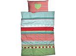 Bettwäsche CASATEX "Herz-Karo", rot (rot, grün), B/L: 200cm x 220cm, 1 Stk., 2 Stk., Renforcé, B/L: 80cm x 80cm & 80cm x 80cm, 3 Stk., Renforcé, Obermaterial: 100% Baumwolle, Bettwäsche, Bettwäsche, niedlichem Herz-Karo Design