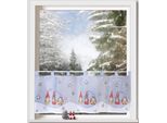 Weckbrodt Scheibengardine "Wichtel mit Sternen" Schlaufen 1 Stk. tlg. Bistro, Microsatin, Weihnachten, HxB 45x120cm, Gardine, Store