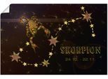 Wandbild ARTLAND "Sternzeichen - Skorpion", gold (farbe bild(er): goldfarben), B:30cm H:20cm T:0,1cm, Papier, Bilder, Wandbild, als Leinwandbild, Poster in verschied. Grössen