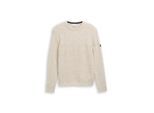 TOM TAILOR Herren Strickpullover mit Strukturmix, weiß, Meliert, Gr. M