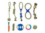 nobleza 10-teiliges Hundespielzeug-Set – Baumwollseile für Kauen, Ziehen & Zahnpflege