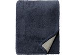 Wohndecke HECHTER PARIS "0238003", blau (marine), B:150cm L:200cm, Polyester, Wohndecken, Wohndecke, Sherpa Wohndecke, Kuscheldecke, superweich, bequem, wohlig warm