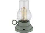 GLOBO LIGHTING LED Tischleuchte "PETRO", grün (grün matt), 1, 1 Stk., Leuchten, Akkutischleuchte, mobile Leuchte, Petroleumlampen-Design, LED Tischleuchte