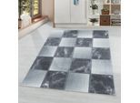 Teppich AYYILDIZ TEPPICHE "OTTAWA 4201", grau, B:140cm H:8mm L:200cm, Polypropylen (PP), Teppiche, Teppich, Karo Muster, Kurzflor, Wohnzimmer