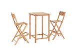 vidaXL 3-tlg. Bar-Set Teak Massivholz