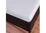 Spannbettlaken KAYORI "Shizu", weiß, B:140cm L:200cm, Perkal, Obermaterial: 100% Baumwolle, Bettlaken, Bettlaken Spannbettlaken, Bio-Baumwolle