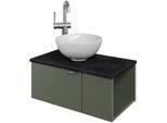 Waschtisch SAPHIR "Serie 6915 Waschschale mit Unterschrank für Gästebad, Gäste WC", grün (schilfgrün matt, schiefer, schilfgrün matt touch), B:61cm H:39,8cm T:35cm, Waschtische, Waschtisch, 61 cm mit Keramik-Aufsatzbecken, 2 Türen und 1 Fach