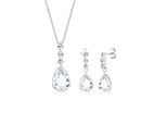 Schmuckset ELLI PREMIUM "Tropfen Weiß 925 Silber, mit Kristallen von Swarovski", silber, Schmuck_Sets, Damen, onesize,mit Stein, Silber 925 (Sterlingsilber), Schmuckset